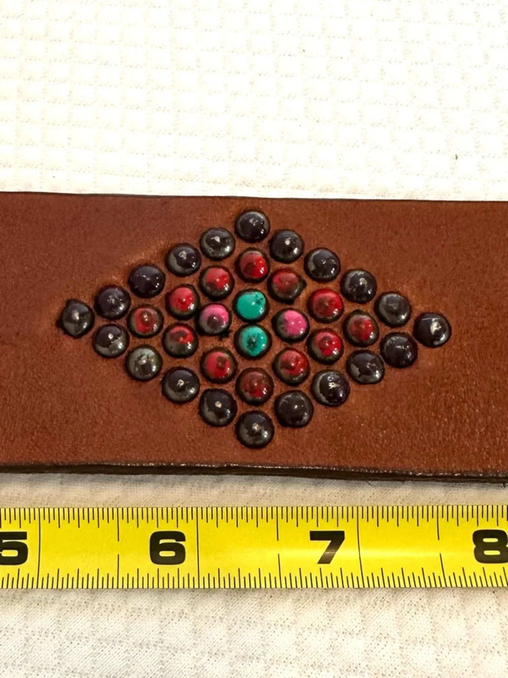 Wide Brown Boho Retro‎ Studded Leather Belt Round Silver Buckle Hippie Vintage